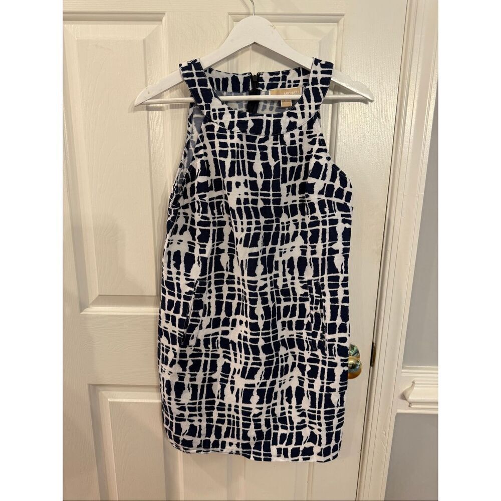 Michael Michael Kors Navy & White Halter Collar Dress sz 6 EUC